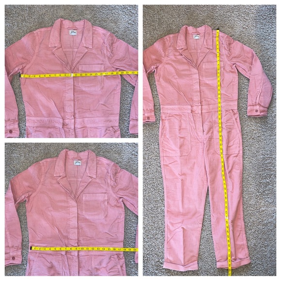 J Crew Foundry Garment-Dyed Corduroy Coverall Jumpsuit Weathered Rose Size 10 - Picture 6 of 14